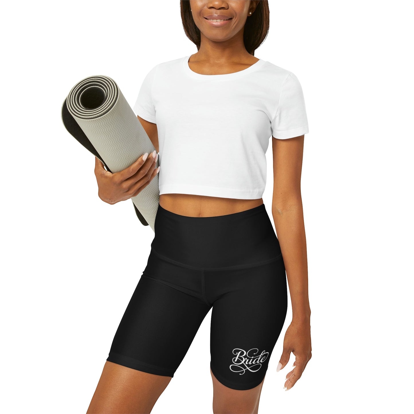 Womens High Waisted Black Yoga Shorts, Bride Accessories