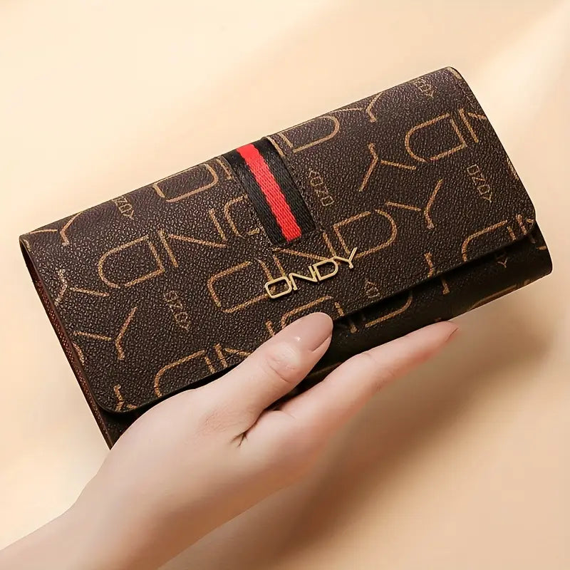 Vintage Letters Pattern Long Clutch Wallet, Elegant Textured Coin Purse For Women, Simple Elegant Credit Card Bag
