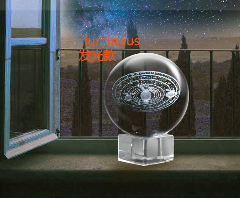 Home Collections 3D Solar System 60MM Crystal Ball Planets Glass Ball Engraved Globe Miniature Decor Great Choice for Home Decoration (Color : Glass Base)