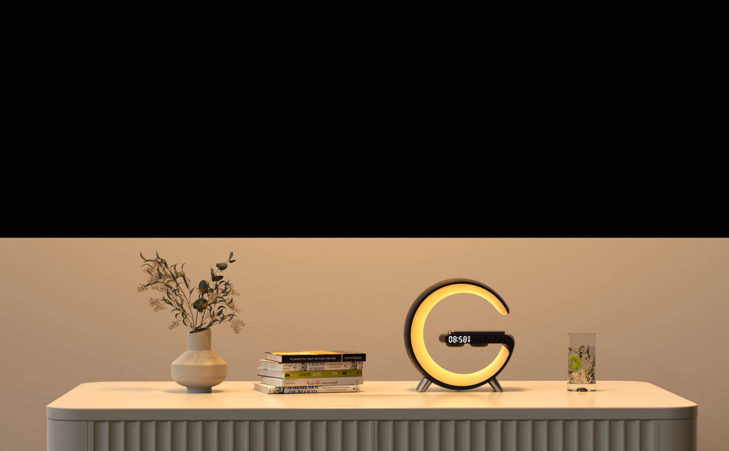 New Intelligent G Shaped LED Lamp Bluetooth Speaker Wireless Charger Atmosphere Lamp App Control For Bedroom