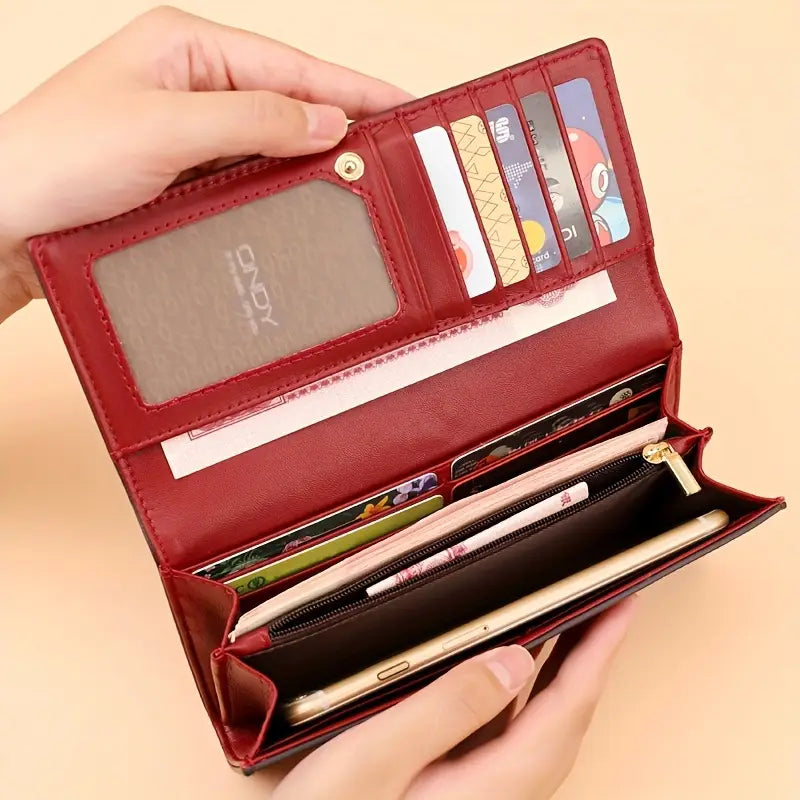 Vintage Letters Pattern Long Clutch Wallet, Elegant Textured Coin Purse For Women, Simple Elegant Credit Card Bag