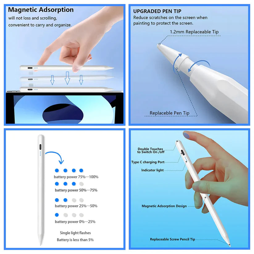 For Apple Pencil Palm Rejection Power Display Ipad Pencil Pen For