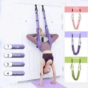 Waist Back Leg Stretch Strap Set,Elastic Yoga Stretching Strap with 11 Loops Yoga Fitness Band with Door Anchor Leg Stretching Yoga Stretcher Backbend Training Belt Inversion Strap
