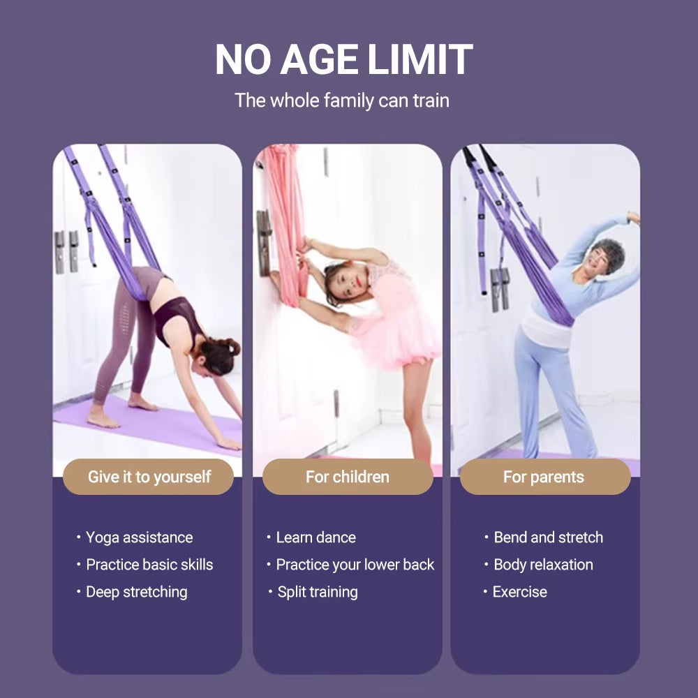 Waist Back Leg Stretch Strap Set,Elastic Yoga Stretching Strap with 11 Loops Yoga Fitness Band with Door Anchor Leg Stretching Yoga Stretcher Backbend Training Belt Inversion Strap