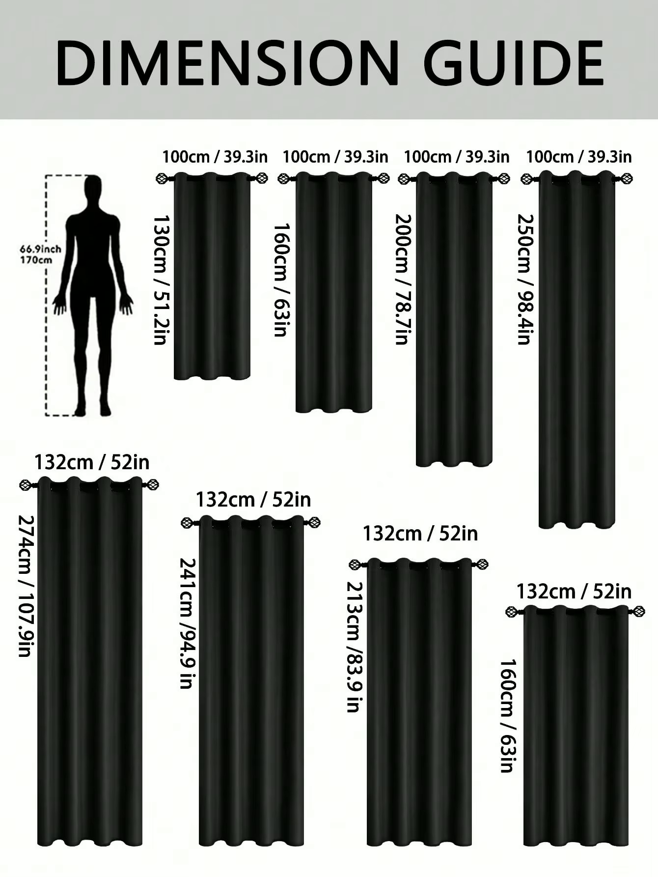 100% Blackout And Light Through Curtains with Grommets, Curtains for Bedroom, Living Room, Kitchen, Privacy Drapes, Window Curtain