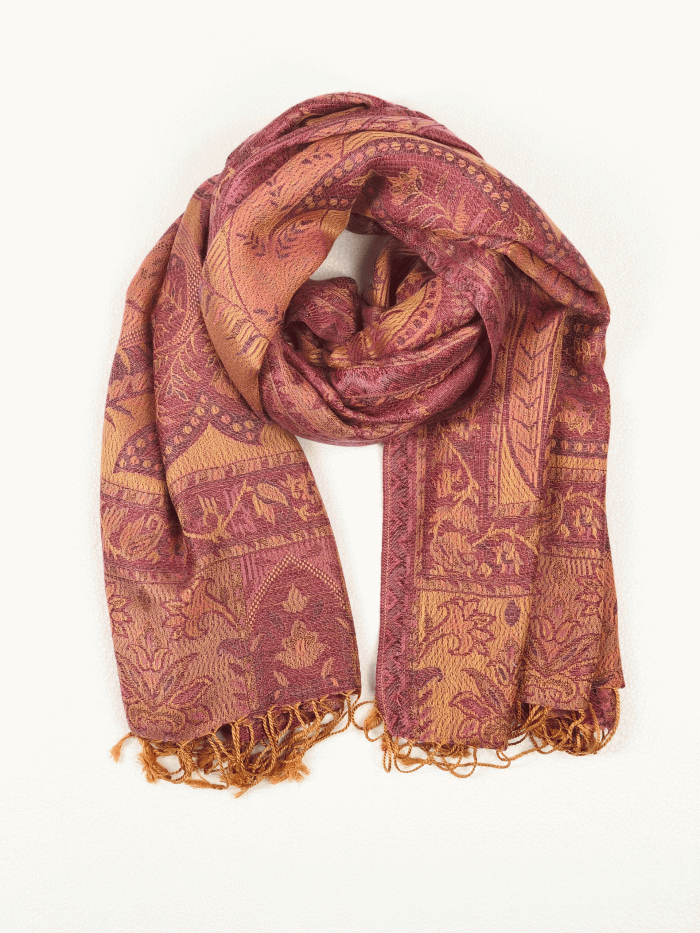 Reversible coral modal Pashmina wrap for evening wear