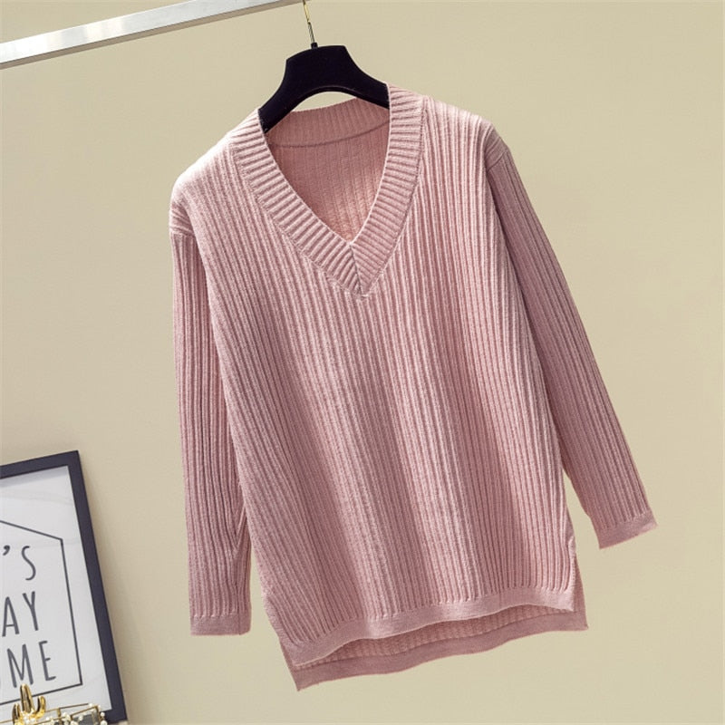 V Neck Sweater Women Winter Casual
