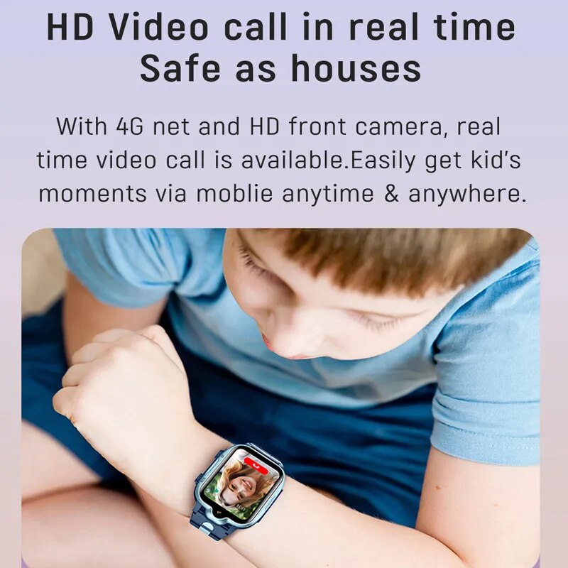4G Kids Smartwatch Phone GPS Tracker SOS HD Video Call Touch Screen