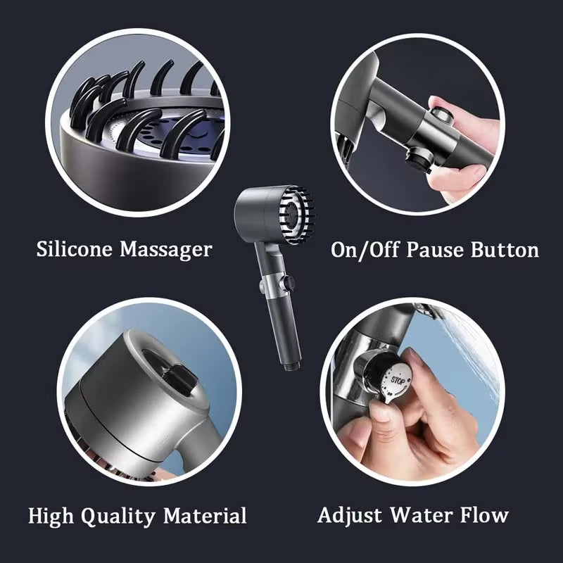 High Pressure Strong Current Shower Head Water Shower with Water Filter 3 Mold Knobs Controllable Hand Shower Bathroom