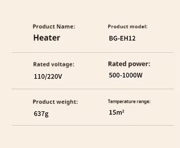 Tower Electric Heater Energy Saving 1000W PTC Desktop HX01 Air Hot Fan Heater For Home / Office Winter Warmer