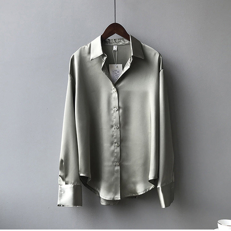 Women’s Office Wear Satin Silk Shirt