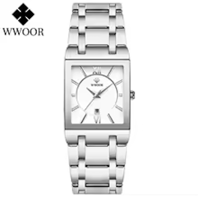 Japanese Quartz Watches WWOOR Black Gold Square Watch Stainless Steel Waterproof Fashion
