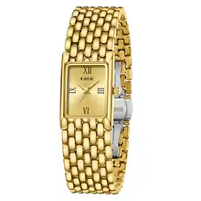 LIGE Silver Watch for Women Square Ladies Quartz Wristwatches Small Gold Watch