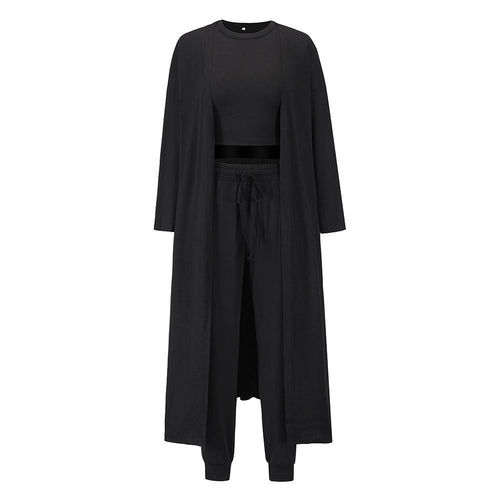 Women's 3 Piece Outfit Sweatsuit Open Front Cardigan Crop Tank Tops