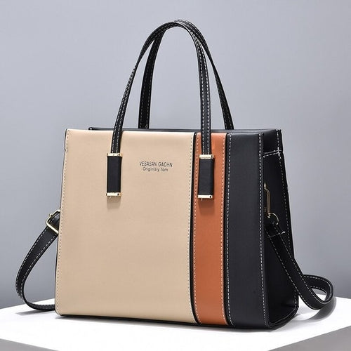 Patchwork Handbags For Women Adjustable Strap Top Handle Bag Large