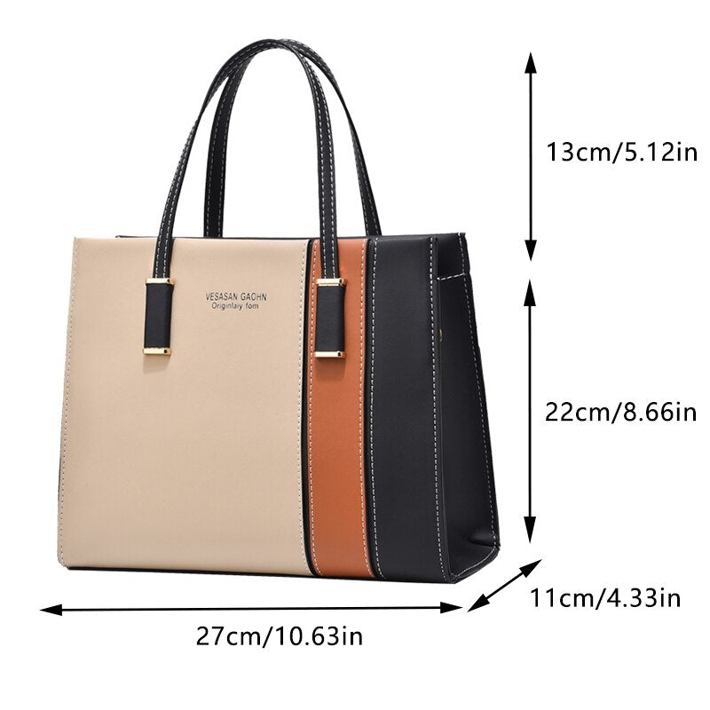 Patchwork Handbags For Women Adjustable Strap Top Handle Bag Large