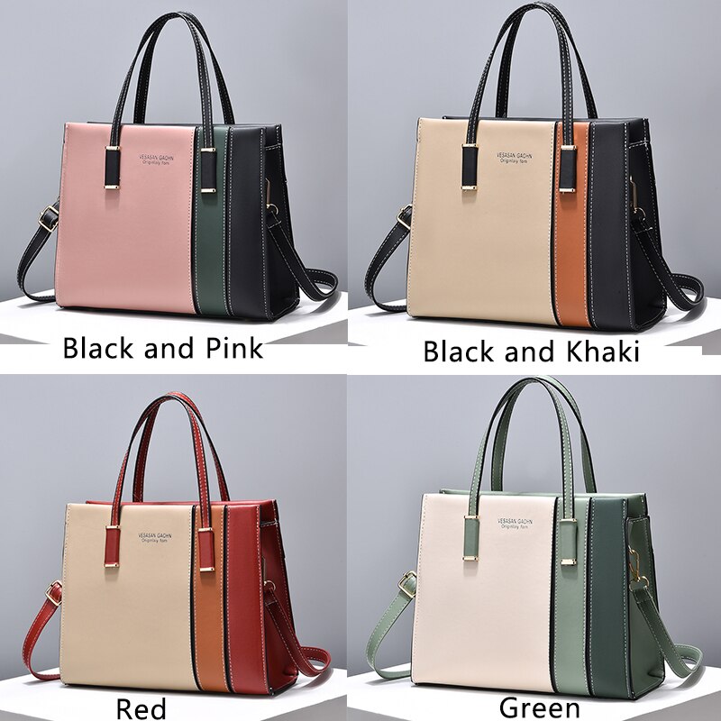 Patchwork Handbags For Women Adjustable Strap Top Handle Bag Large