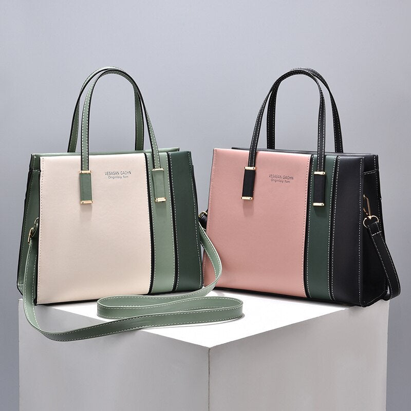 Patchwork Handbags For Women Adjustable Strap Top Handle Bag Large