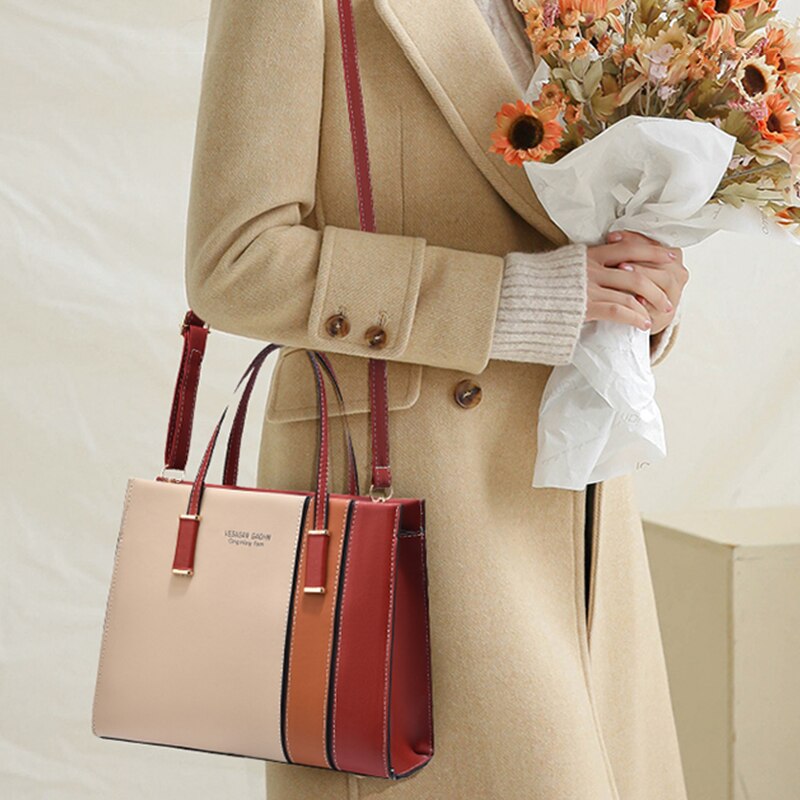 Patchwork Handbags For Women Adjustable Strap Top Handle Bag Large