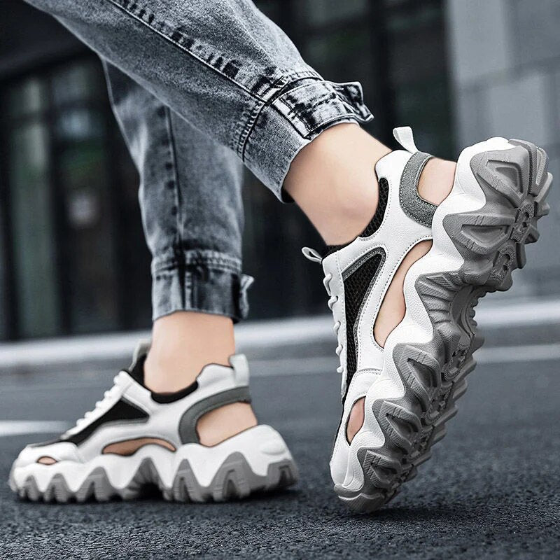 Men's Brand Mesh Sandals Hollow Lace Up Sandals Male Summer Refreshing Platform Sneakers Man Fashion Beach Shoes Sandalias
