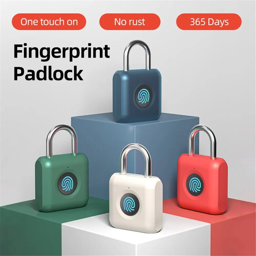 High Quality Mini Alloy Fingerprint Identification Padlock Waterproof