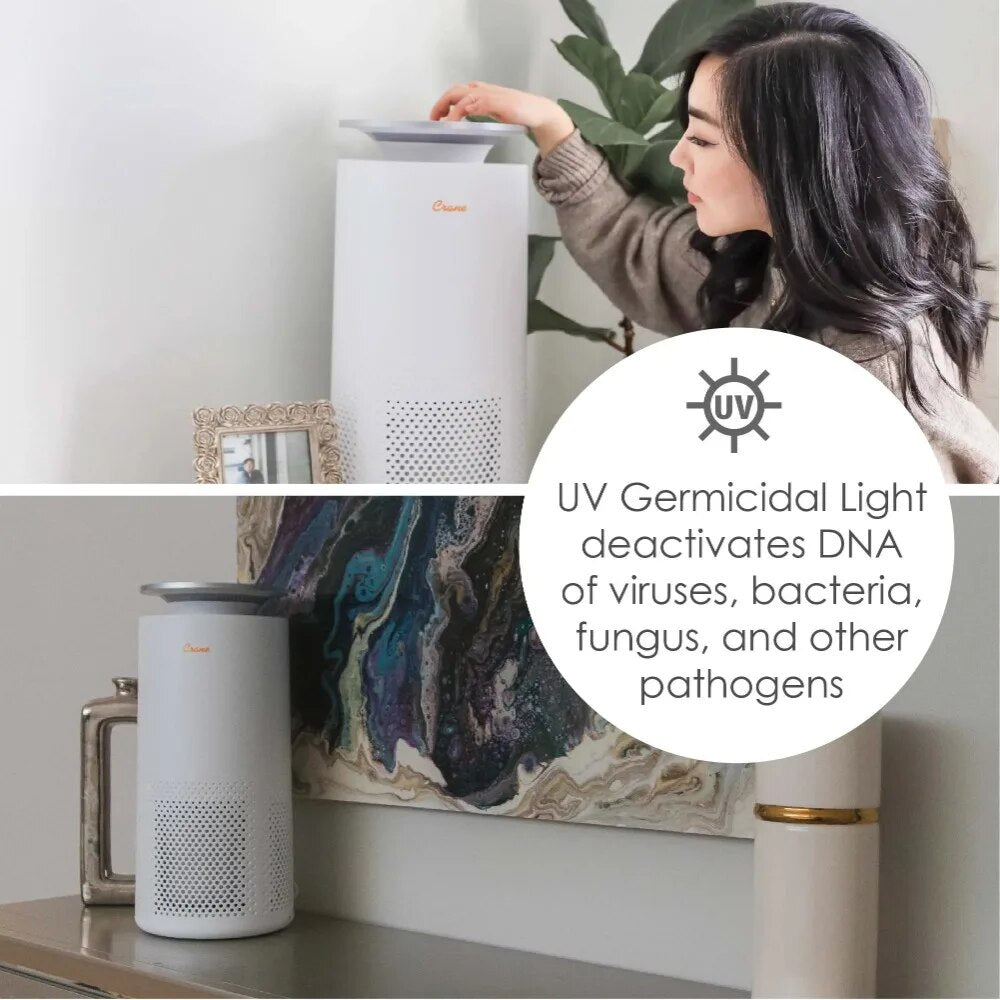 Air Purifier with UV Light, 500 Sq Feet Coverage, Multiple Functions, White air purifier for home home appliance