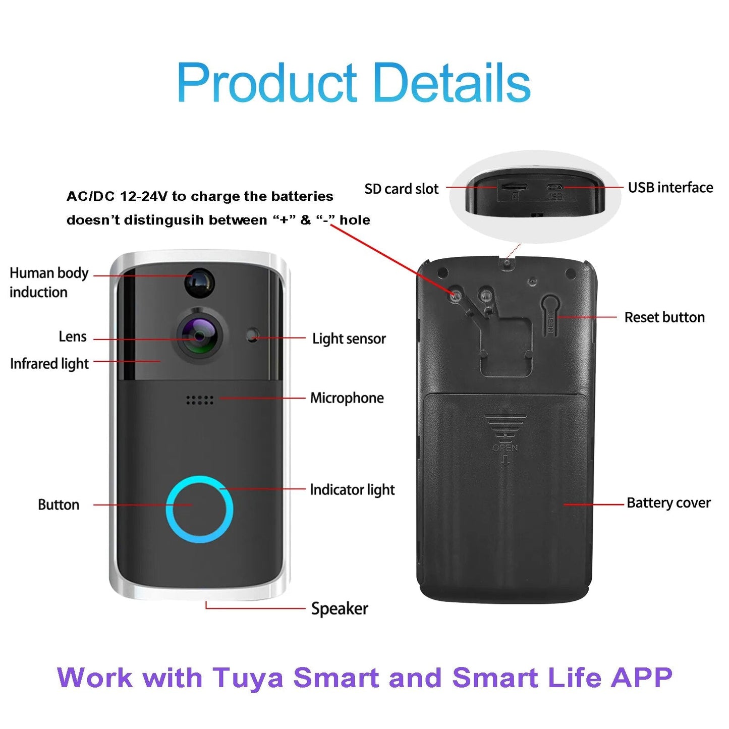 1080P 720P Doorbell Camera WiFi Smart Home Video Door Bell