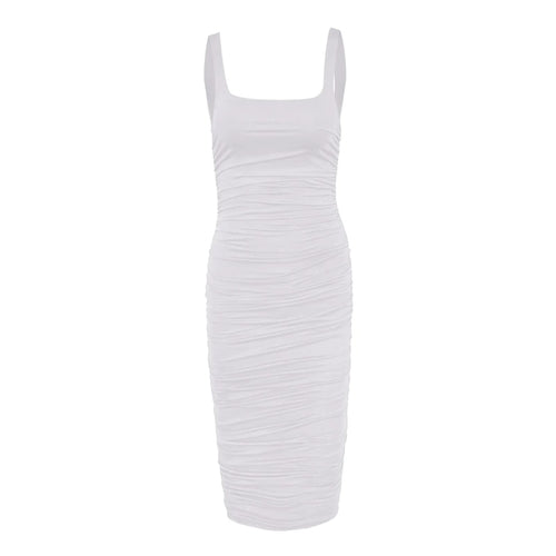 Ruched Bodycon Dress Sleeveless High Waist Evening Party