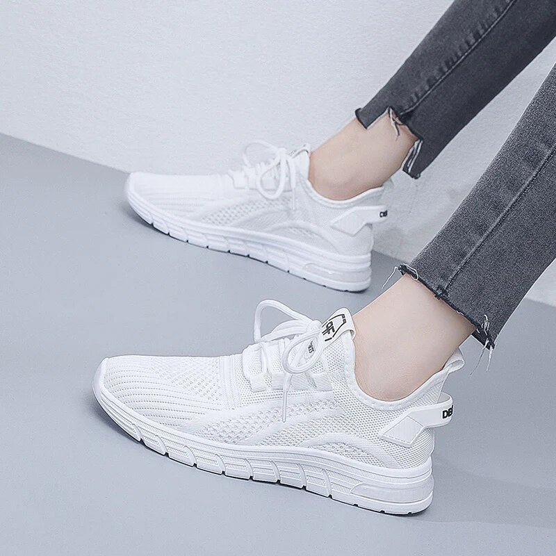 Women Sneakers Breathable Mesh Running Ladies Shoes Woman White