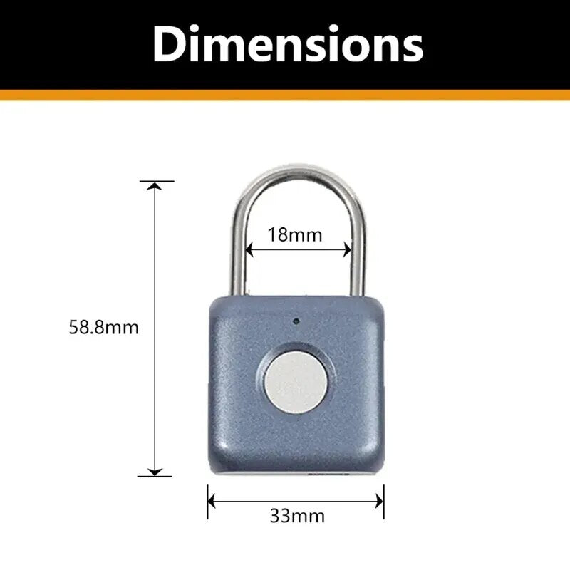 High Quality Mini Alloy Fingerprint Identification Padlock Waterproof
