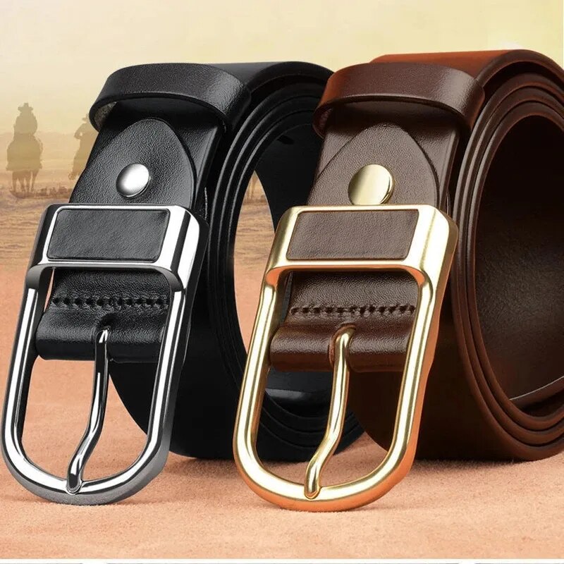 Genuine Leather Belt For Men's High Quality Buckle Jeans Cowskin