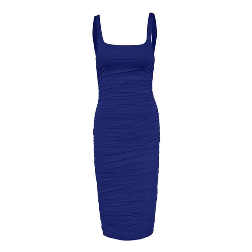 Ruched Bodycon Dress Sleeveless High Waist Evening Party
