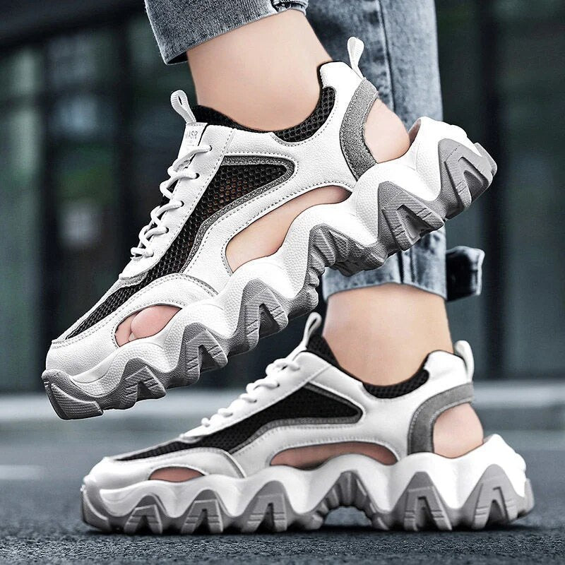 Men's Brand Mesh Sandals Hollow Lace Up Sandals Male Summer Refreshing Platform Sneakers Man Fashion Beach Shoes Sandalias