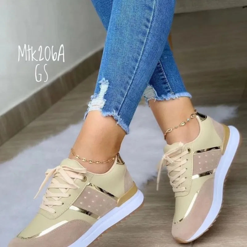 casual sport leather platform shoes for women