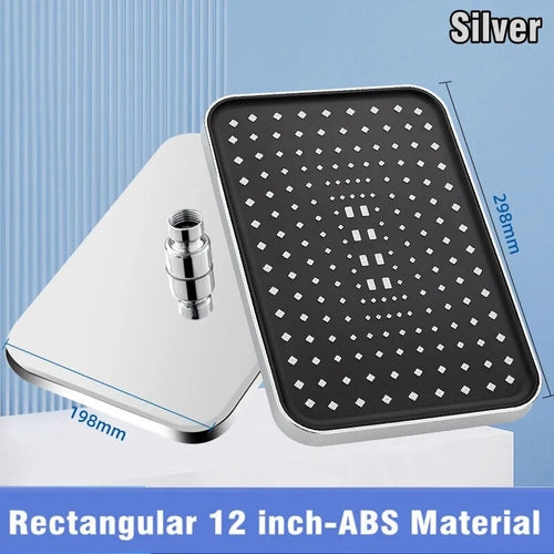 360° Swivel Rainfall Shower Head 12Inch Ultra-Thin Pressure Boosting