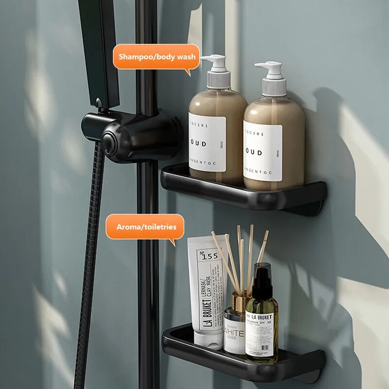 Toilet Paper Holder Shelf With Tray Bathroom Accessories Kitchen Wall Hanging Punch-Free Toilet Paper Roll Holder(Color:Natural,Size:One size)