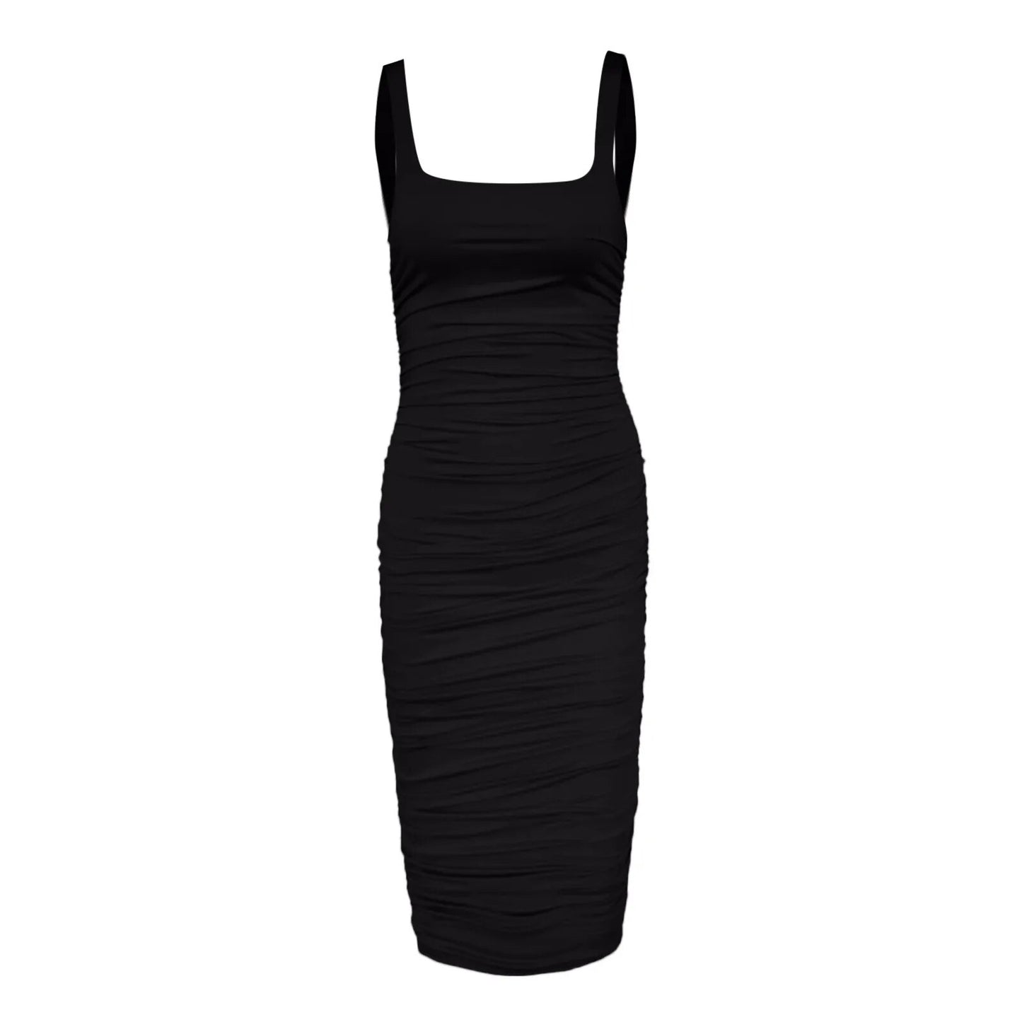 Ruched Bodycon Dress Sleeveless High Waist Evening Party