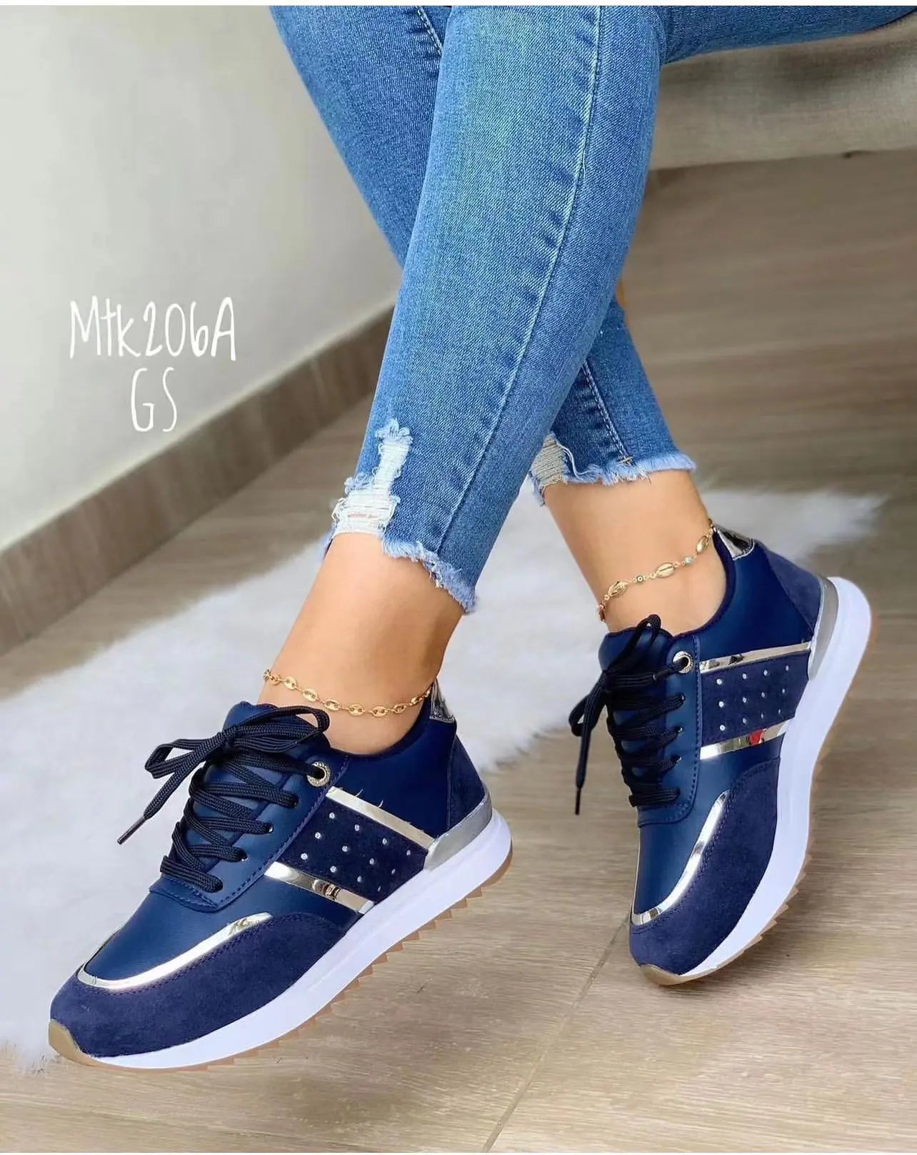 2025 Women Sneakers Platform Shoes Leather Patchwork Casual Sport