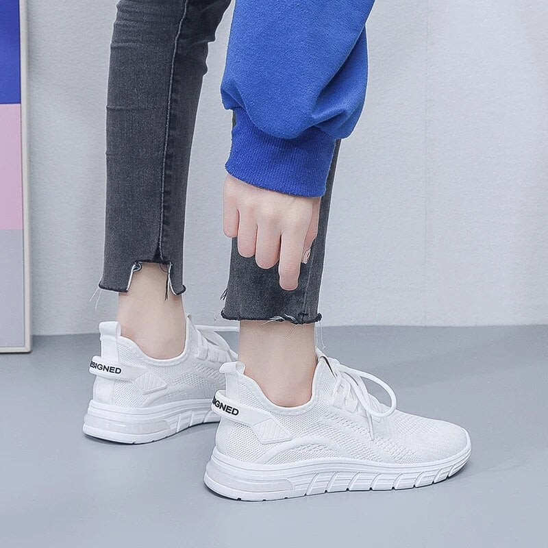 Women Sneakers Breathable Mesh Running Ladies Shoes Woman White