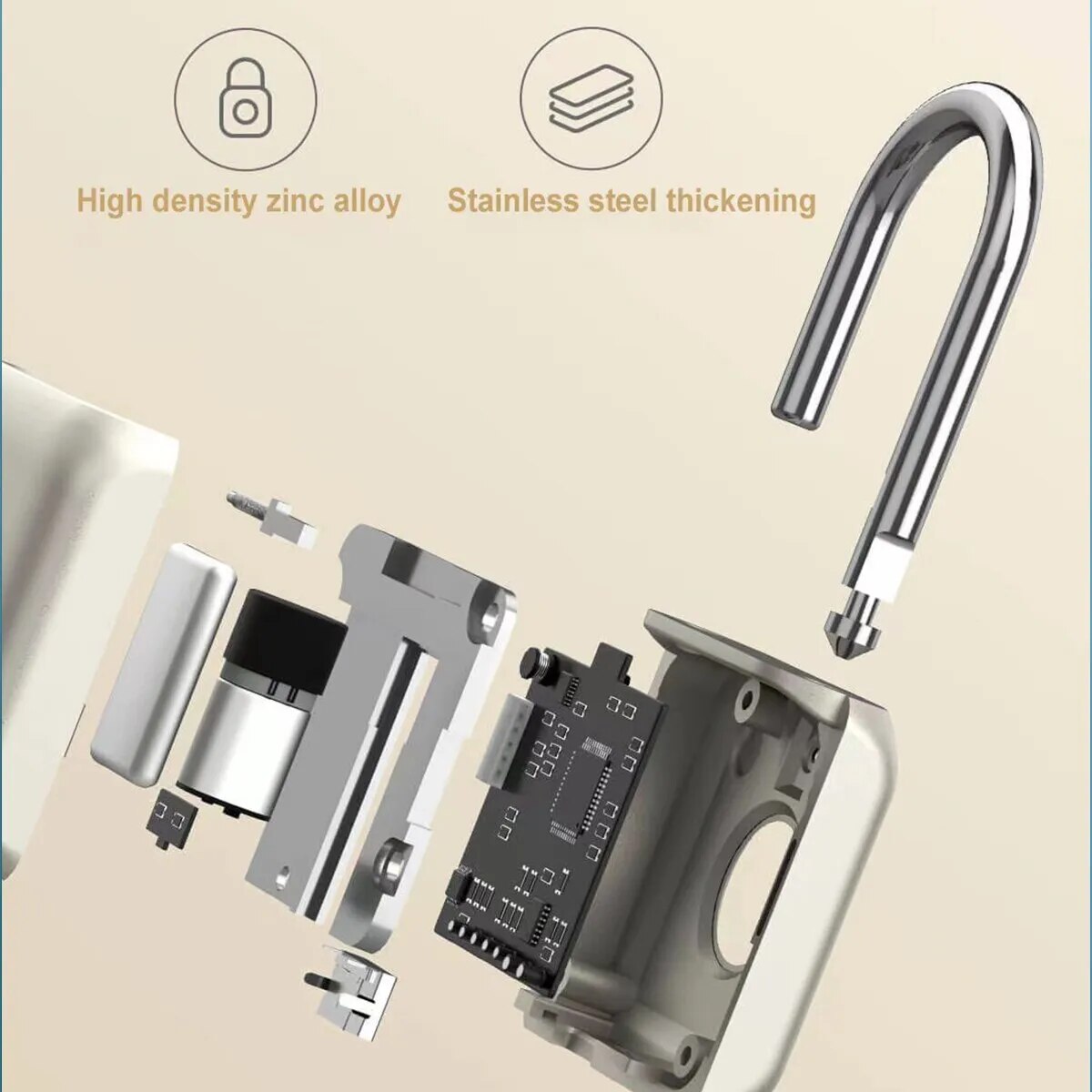 High Quality Mini Alloy Fingerprint Identification Padlock Waterproof