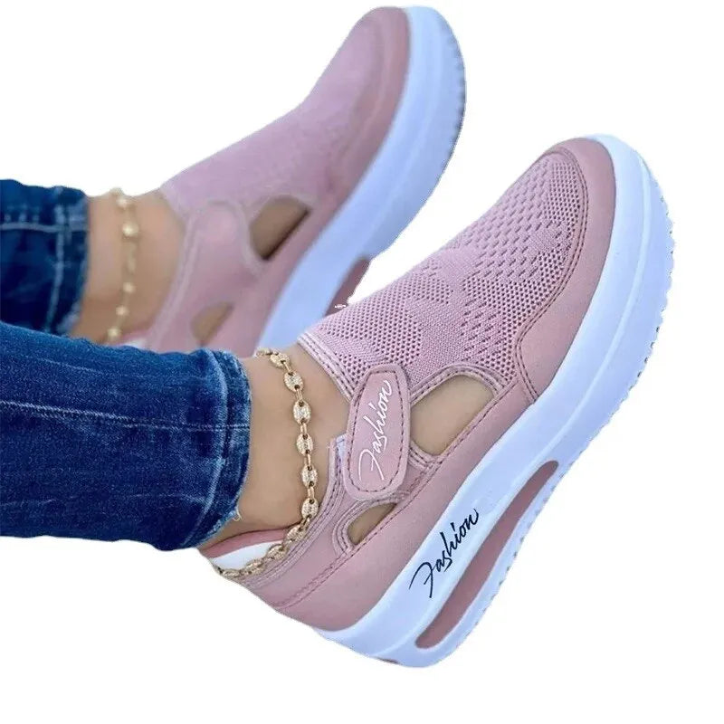 Red Casual Shoes Women Breathable Mesh Sandals Fashion Brand Summer