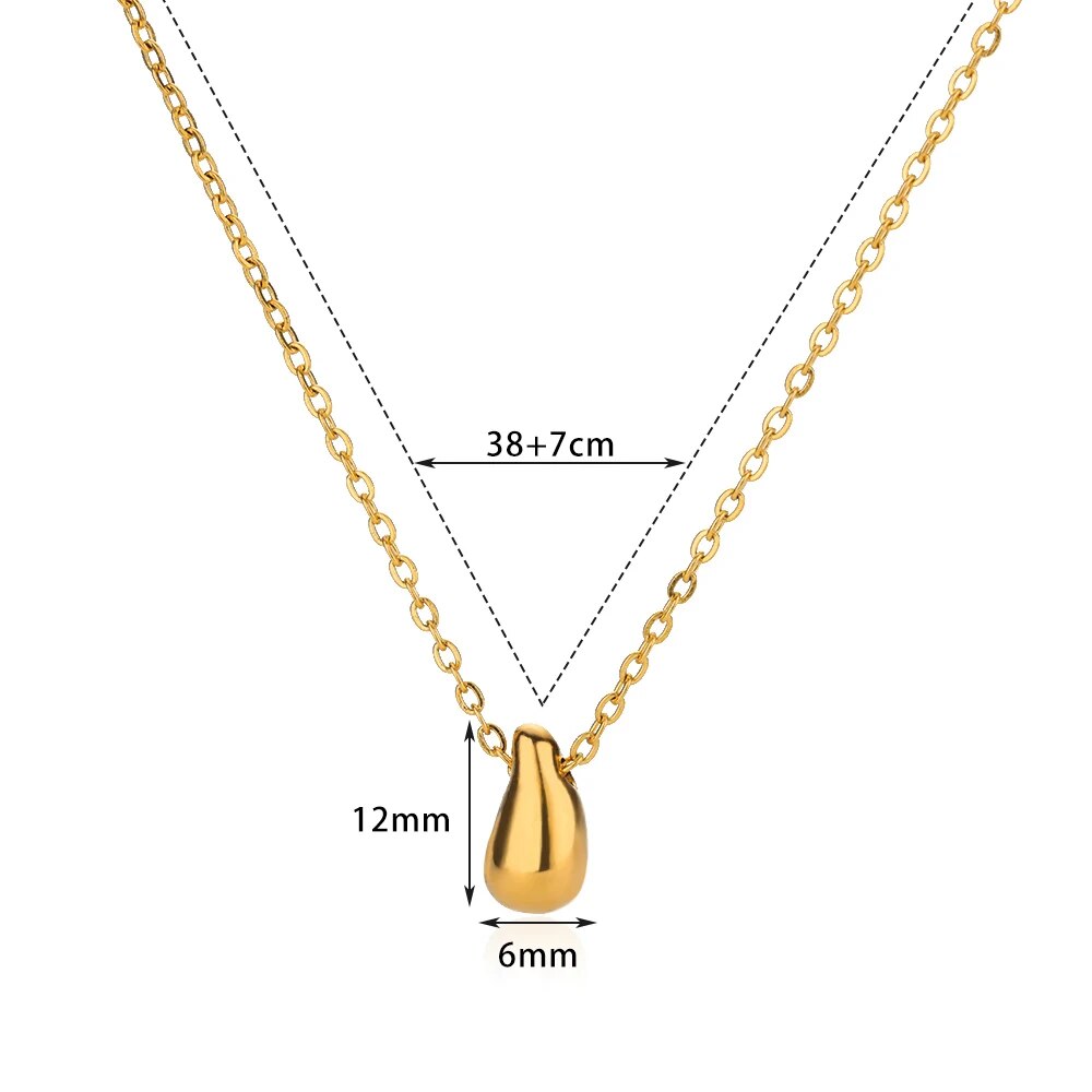 Water Drop Necklaces For Women Men Gold Color Neck Chain Stainless Steel Necklace Pendant Jewelry Female Male Gift Free Shipping