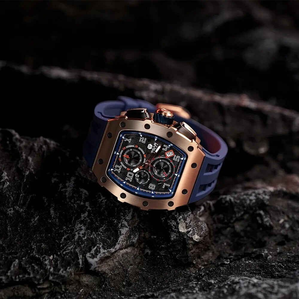 TSAR BOIMBA luxury brand imported quartz movement men's fashionable and cool watch with 50M waterproof luminous