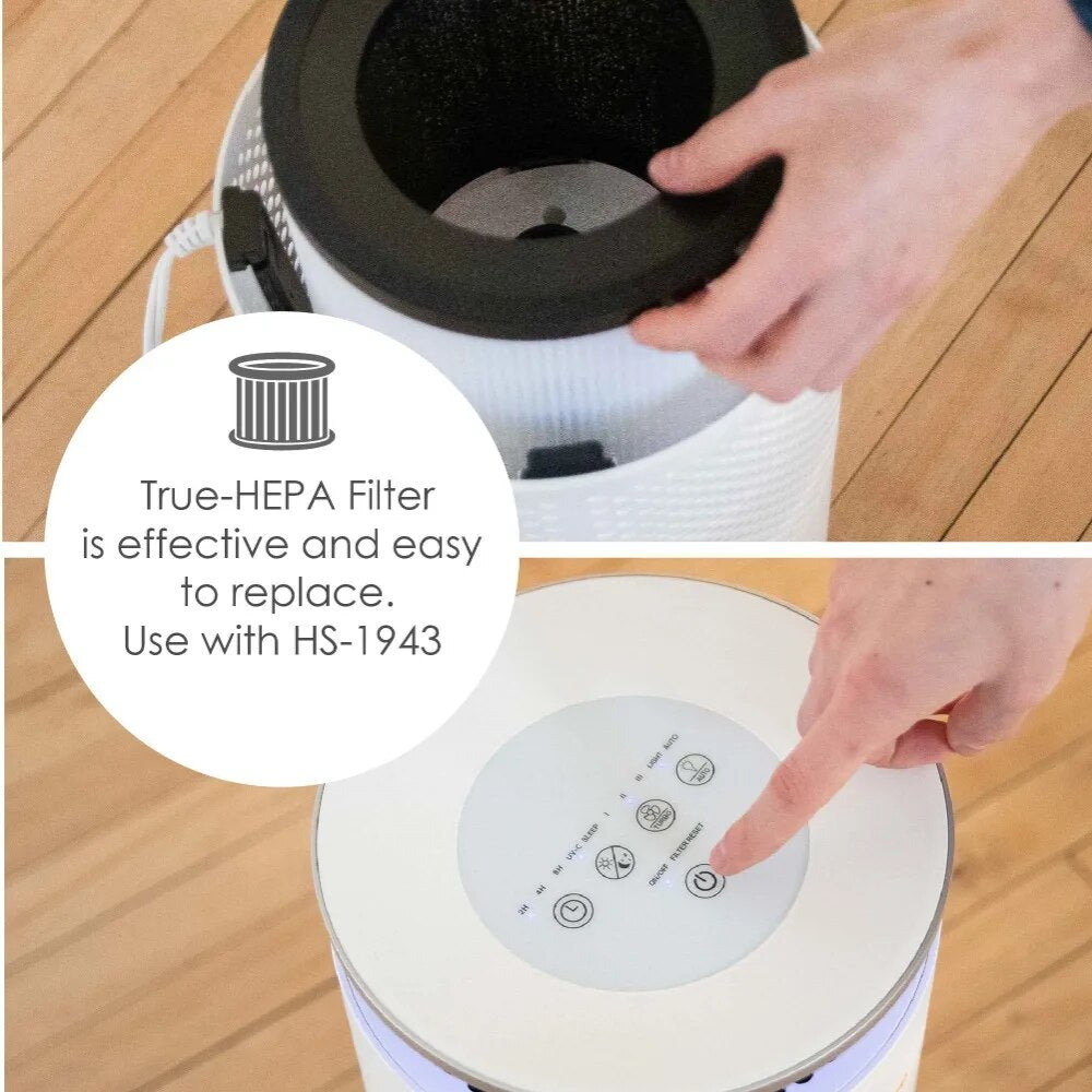 Air Purifier with UV Light, 500 Sq Feet Coverage, Multiple Functions, White air purifier for home home appliance