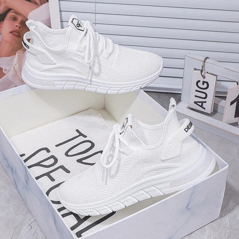 Women Sneakers Breathable Mesh Running Ladies Shoes Woman White