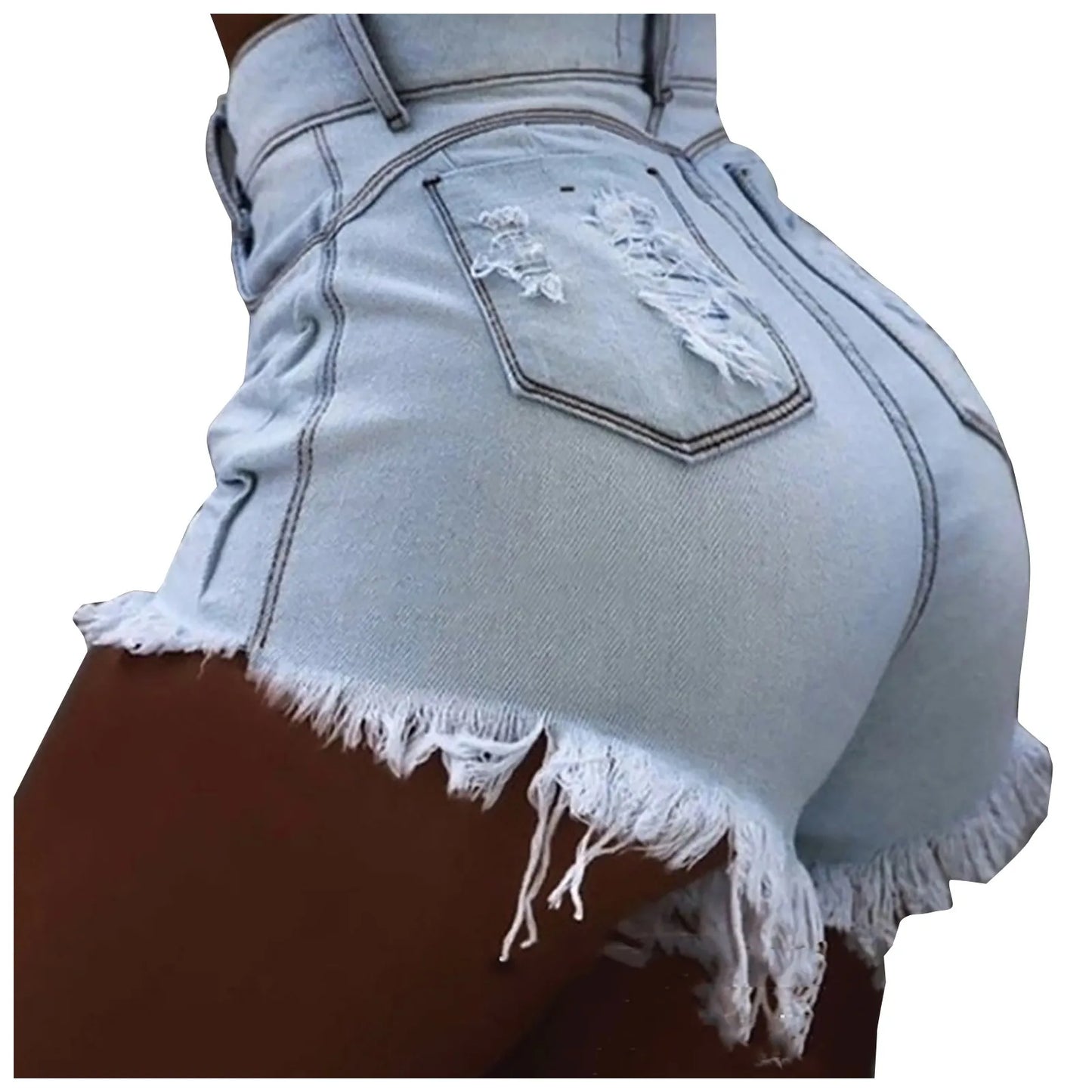 Denim Shorts Women High Waisted High Waist Skinny Sexy Tassel Hole Denim Shorts Jean Shorts For Womens Plus Size Vaqueros