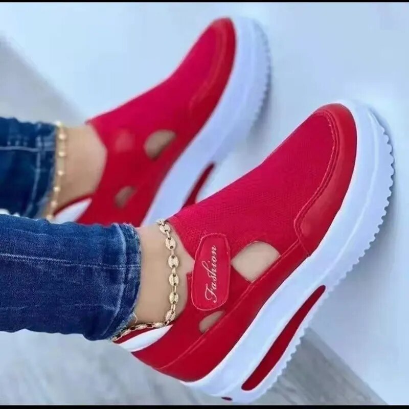 Red Casual Shoes Women Breathable Mesh Sandals Fashion Brand Summer Women Sandals Platform Vulcanized Shoes