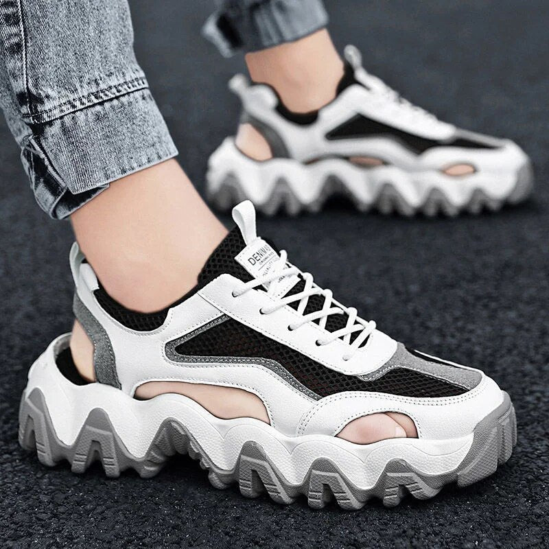Men's Brand Mesh Sandals Hollow Lace Up Sandals Male Summer Refreshing Platform Sneakers Man Fashion Beach Shoes Sandalias