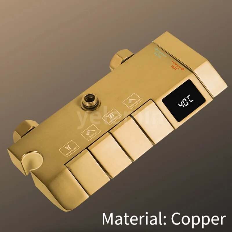 Piano Digital Shower Intelligent Brass Bathroom Faucets Waterfall Tap Rainfall Shower System chuveiro