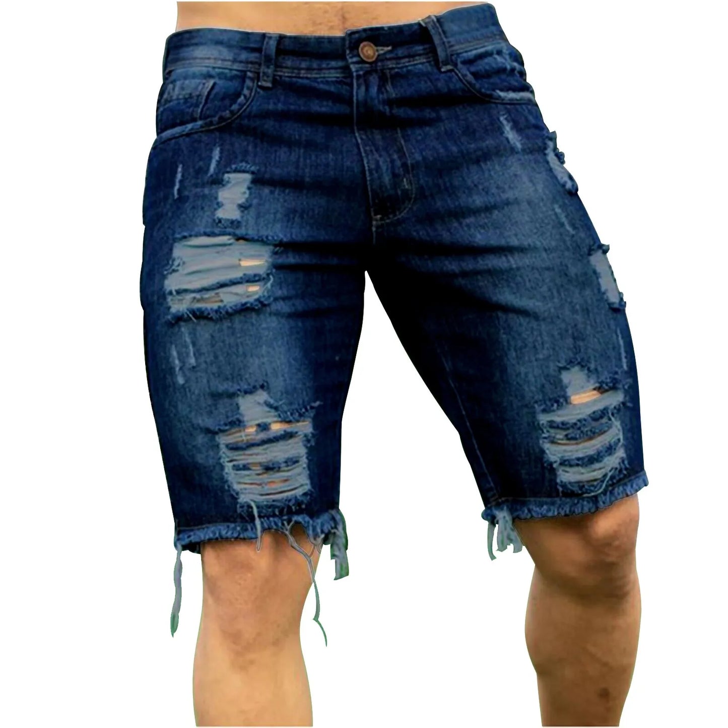 Fashion Brand Men Jeans Shorts Hole Streetwear Harajuku Slim Straight Denim Shorts Summer Casual Baggy Ripped Jeans